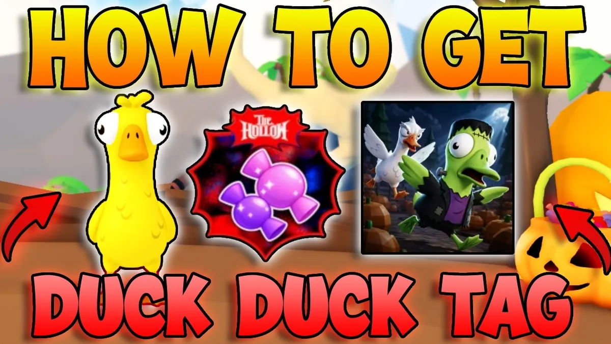 Video thumbnail showing the Duck Duck tag reward and The Hollow badge.